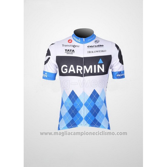 2011 Abbigliamento Ciclismo Garmin Cervelo Blu e Bianco Manica Corta e Salopette